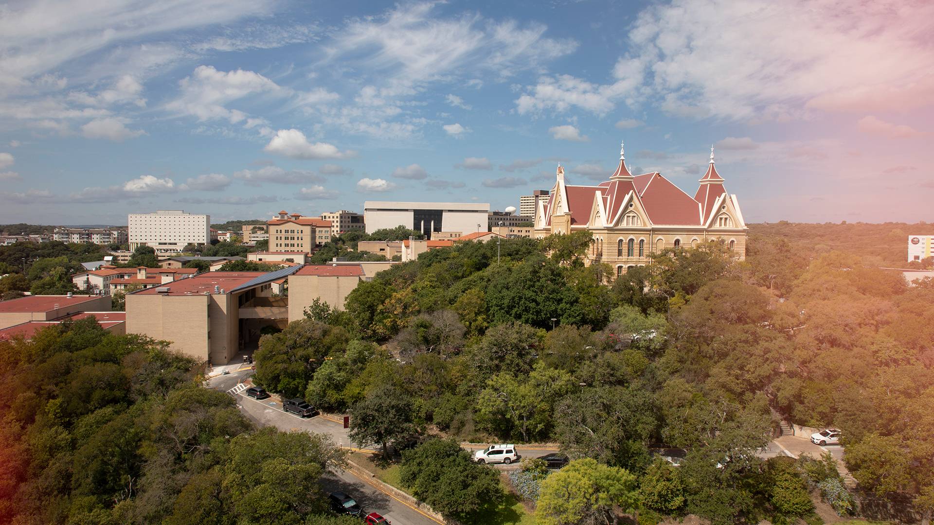 arial view of texas state university