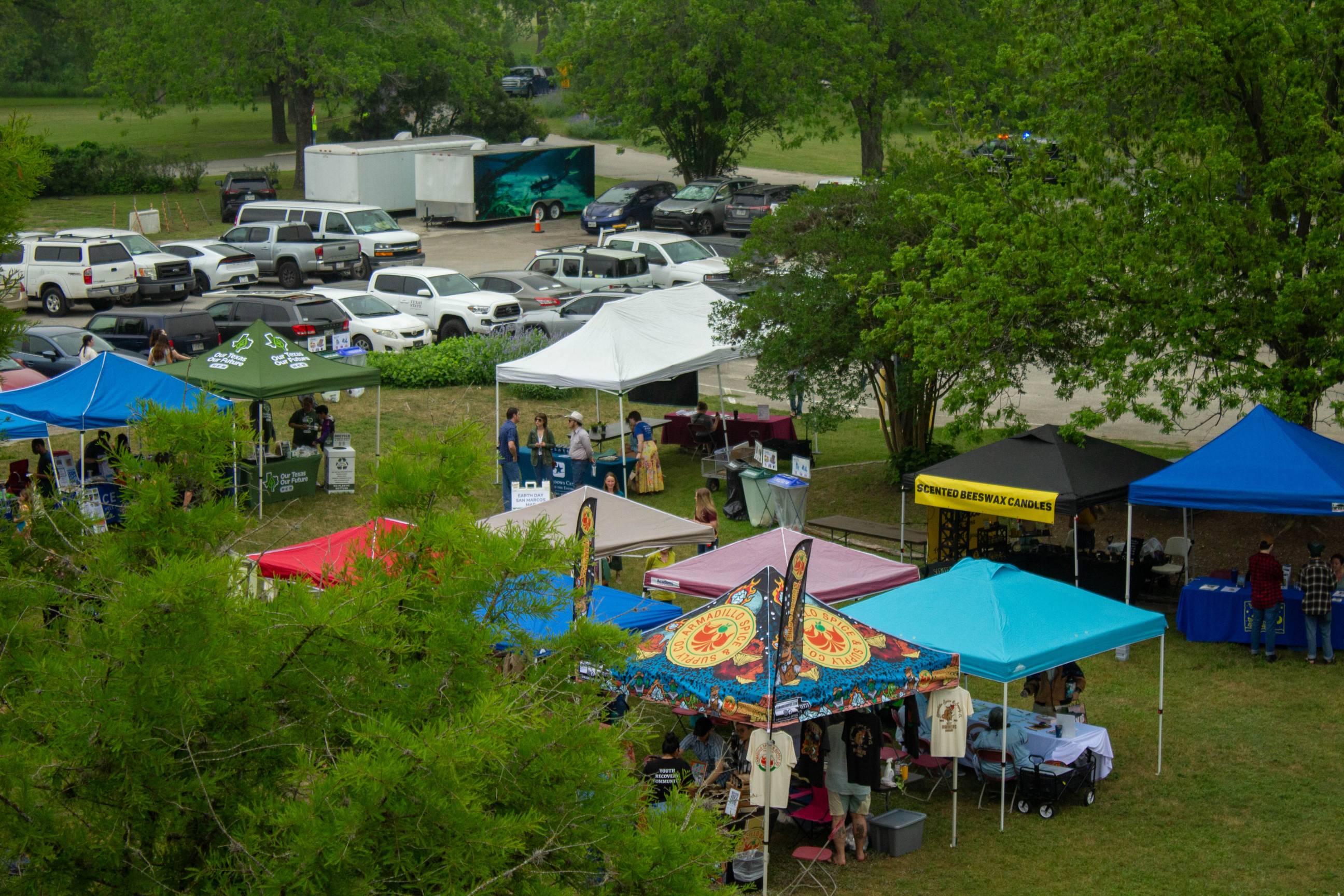 an arial view of a festival 