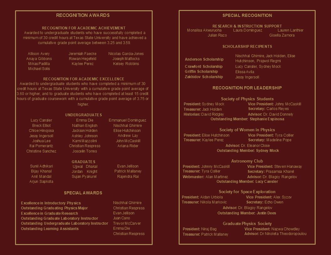 Awards ceremony program