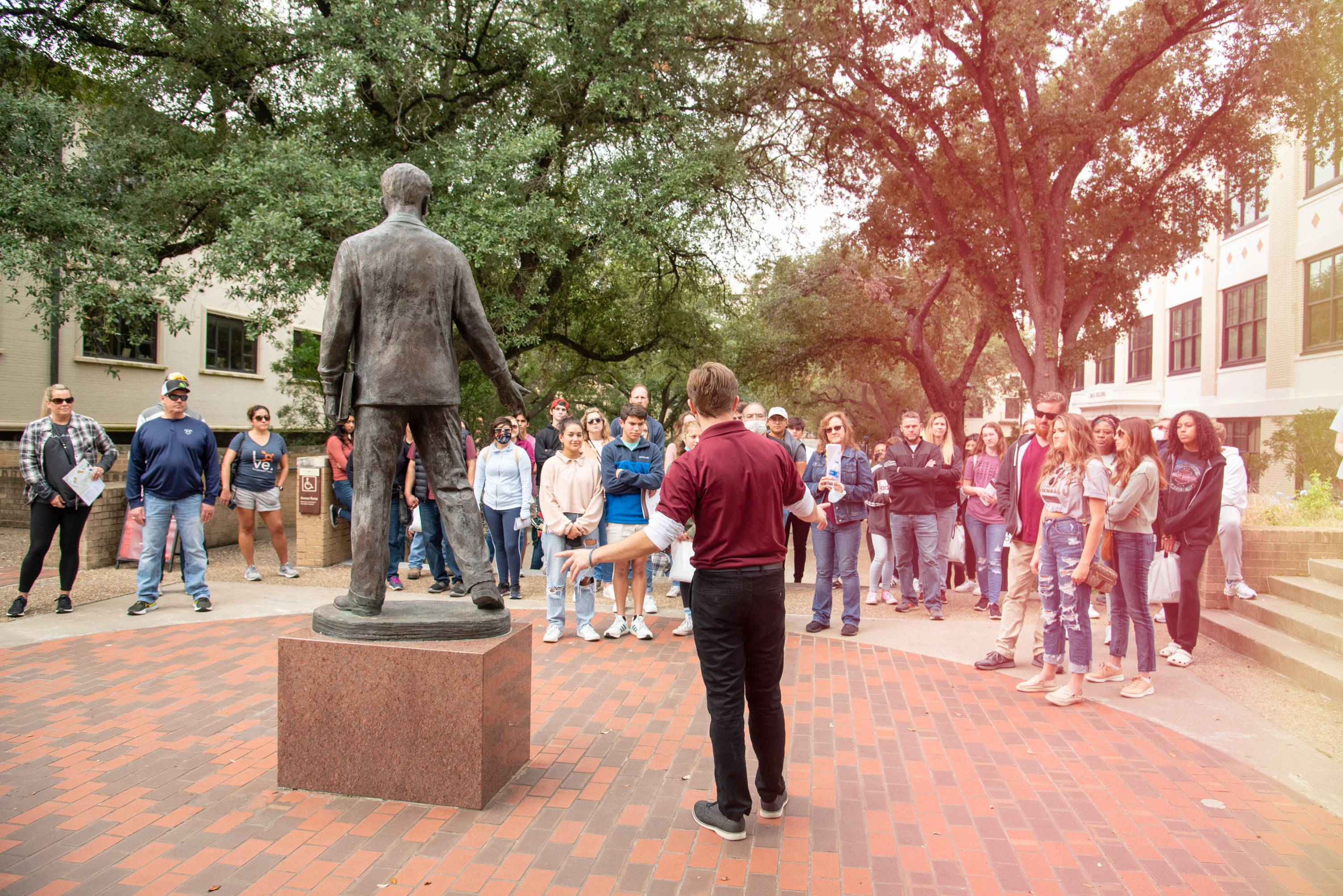 tour giving TXST tour of campus