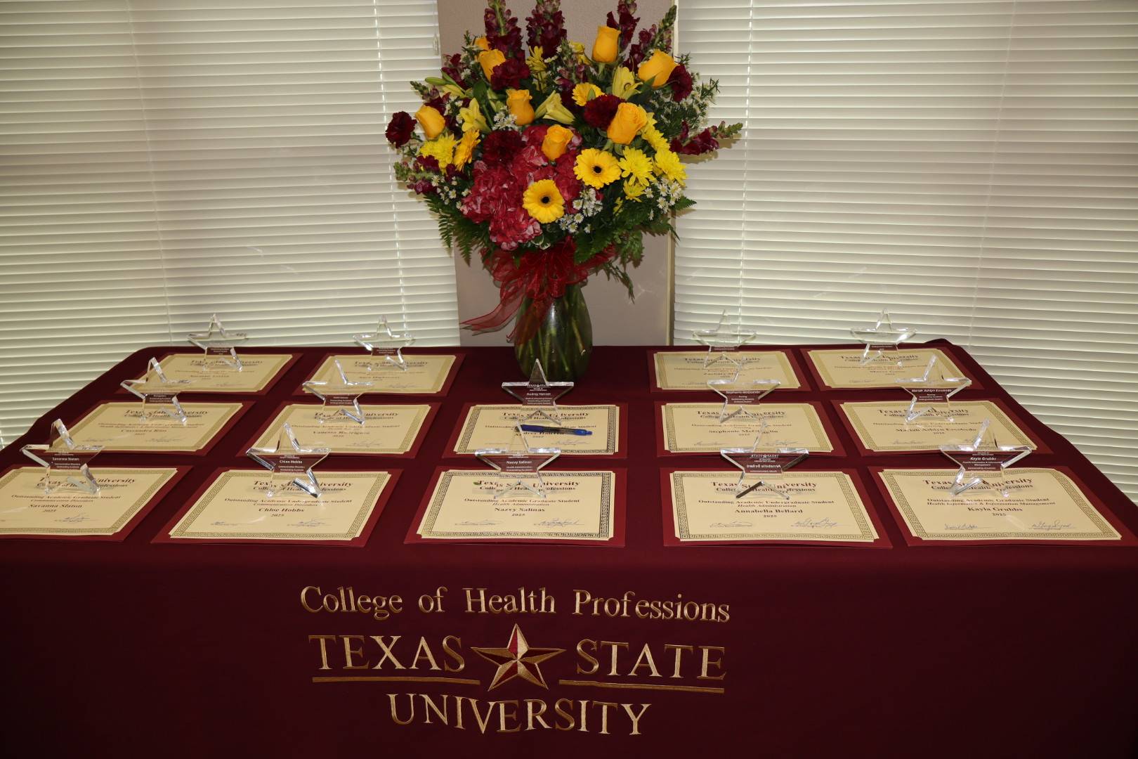 Table with all the awards during the event.