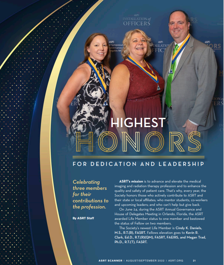 Dr. Trad's ASRT Fellow Award: Highest honors for dedication and leadership.