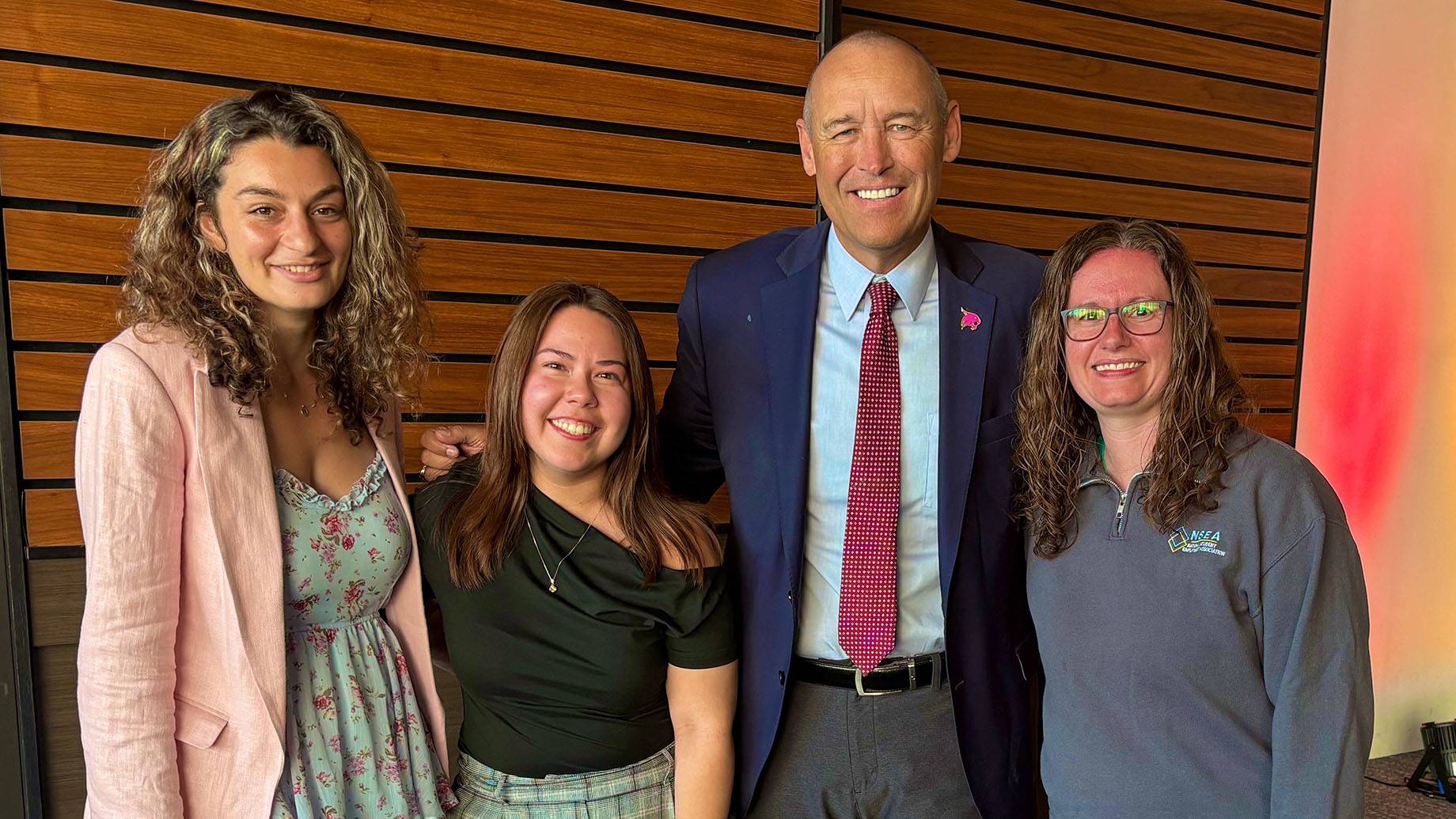 Kate Malazonia (left), Kimberly Olivas, President Kelly Damphousse and NSEA's Sara Groat pose for a photo together at the annual celebration.