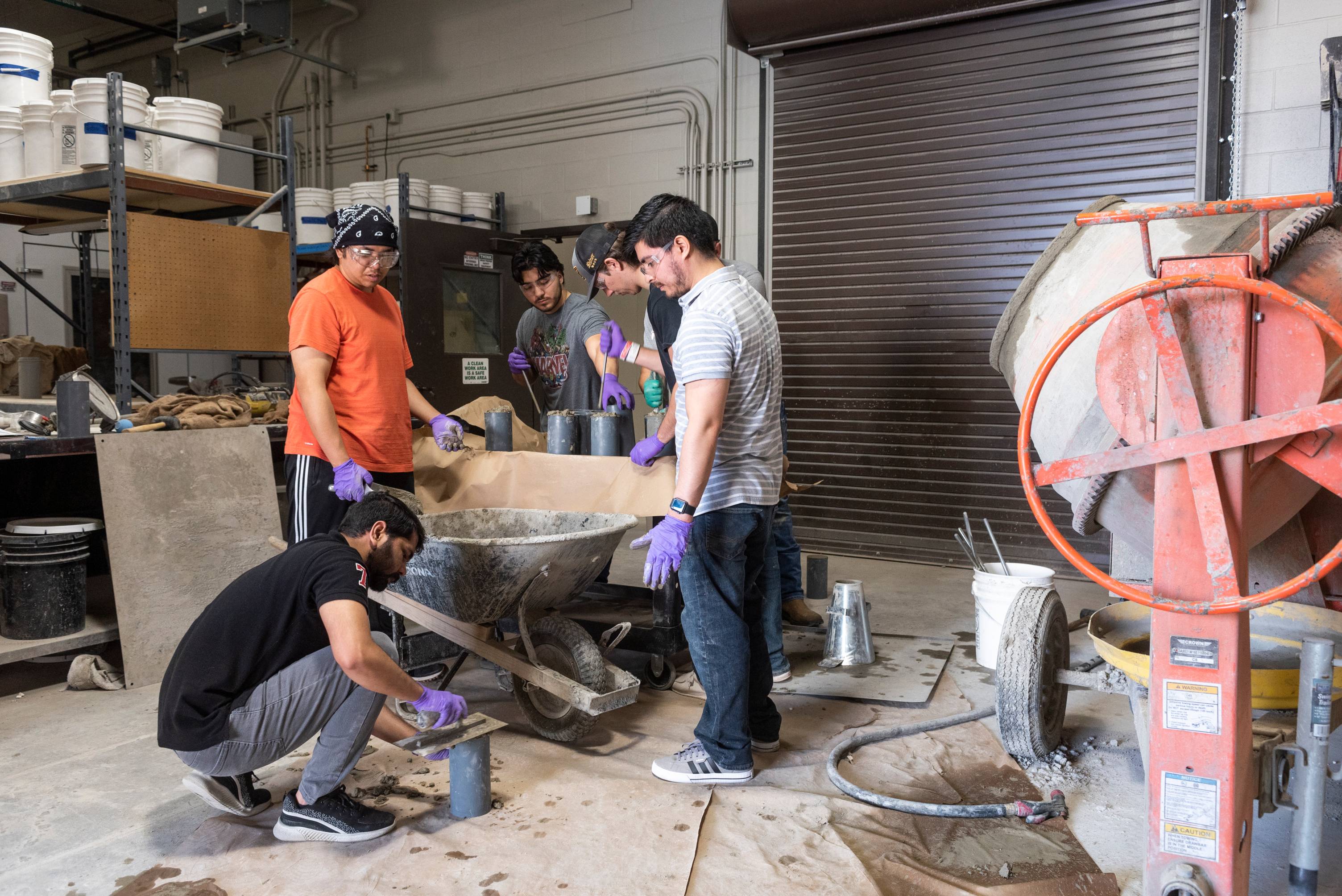 students working towards making that cement