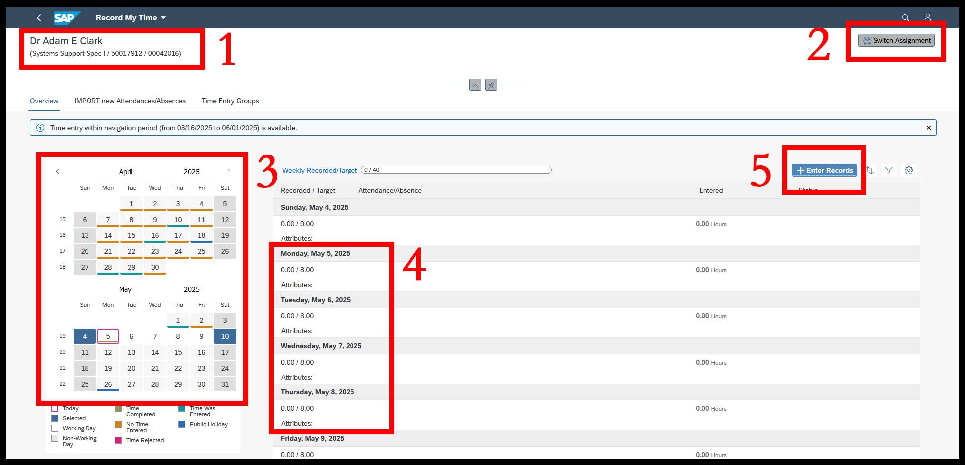 Time Management Screen