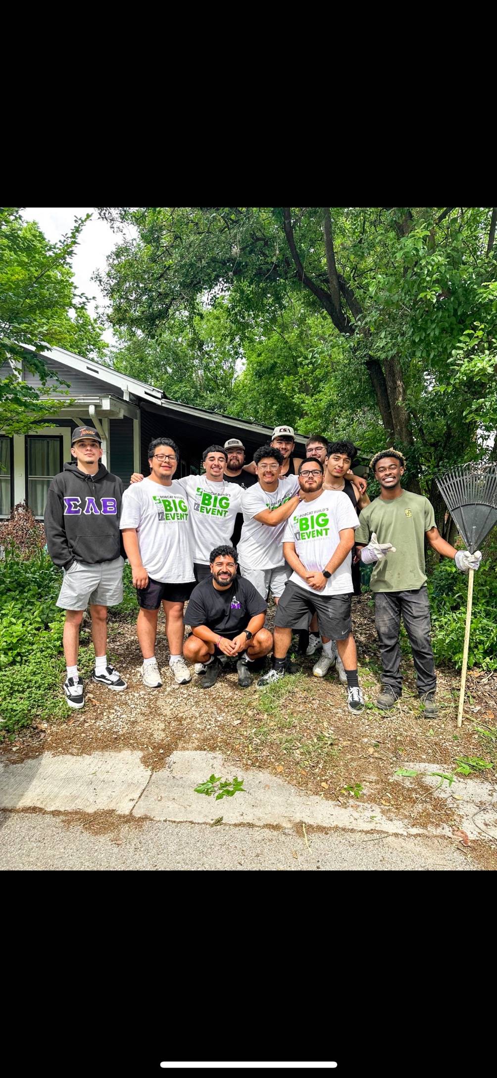 Group of men doing yard work