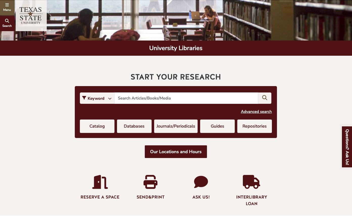 university libraries homepage