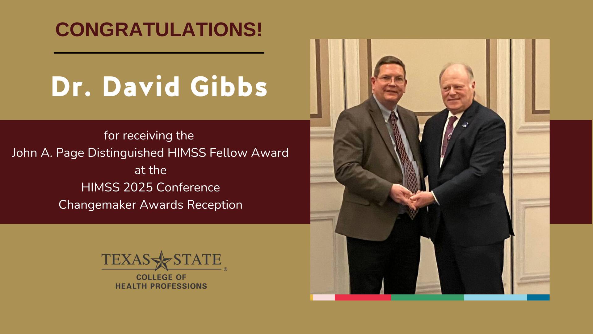 Dr. Gibbs award winner shaking hands