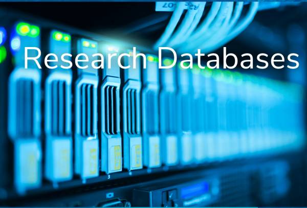 Research Databases written on high-tech glowing background
