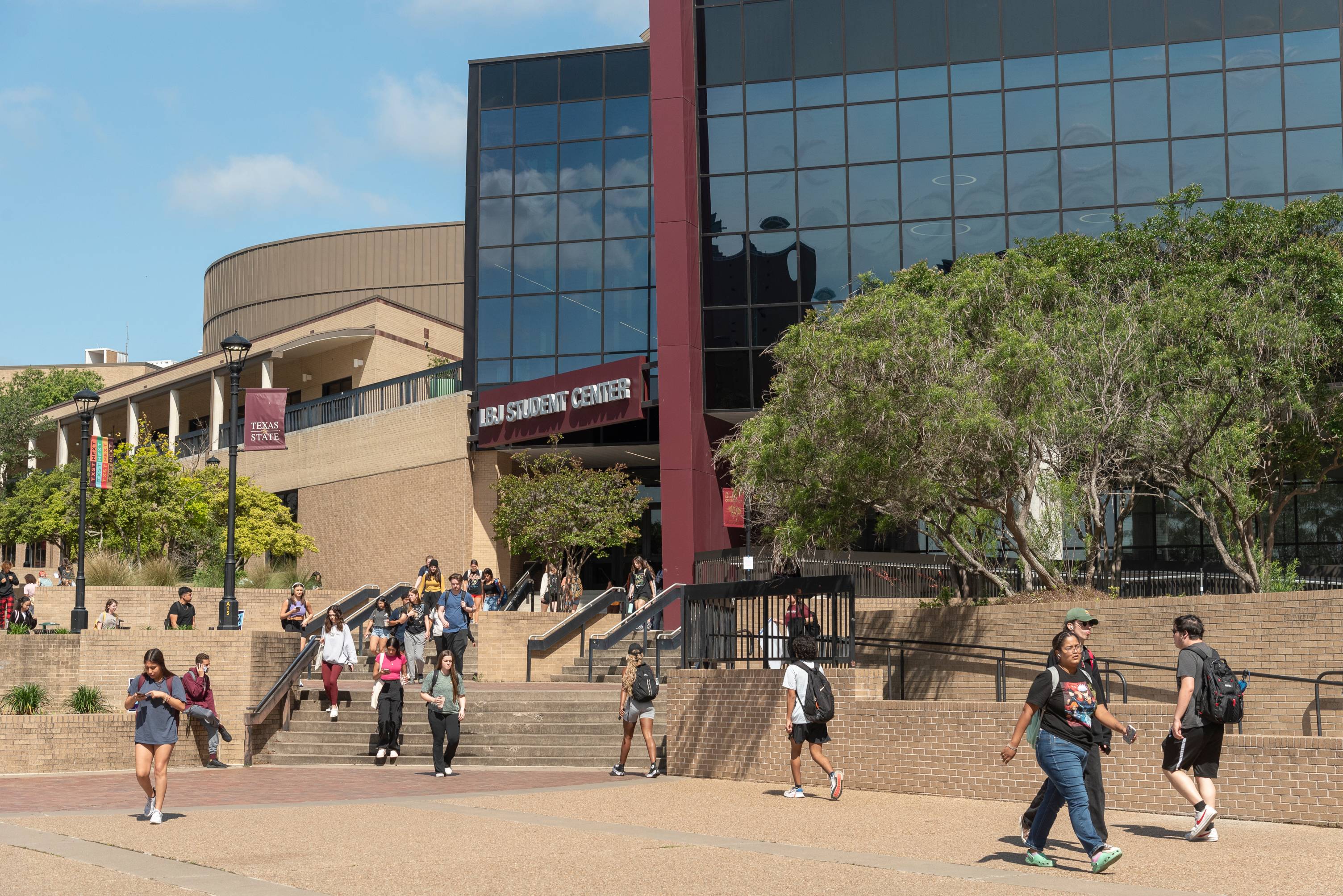 Students walking by LBJ