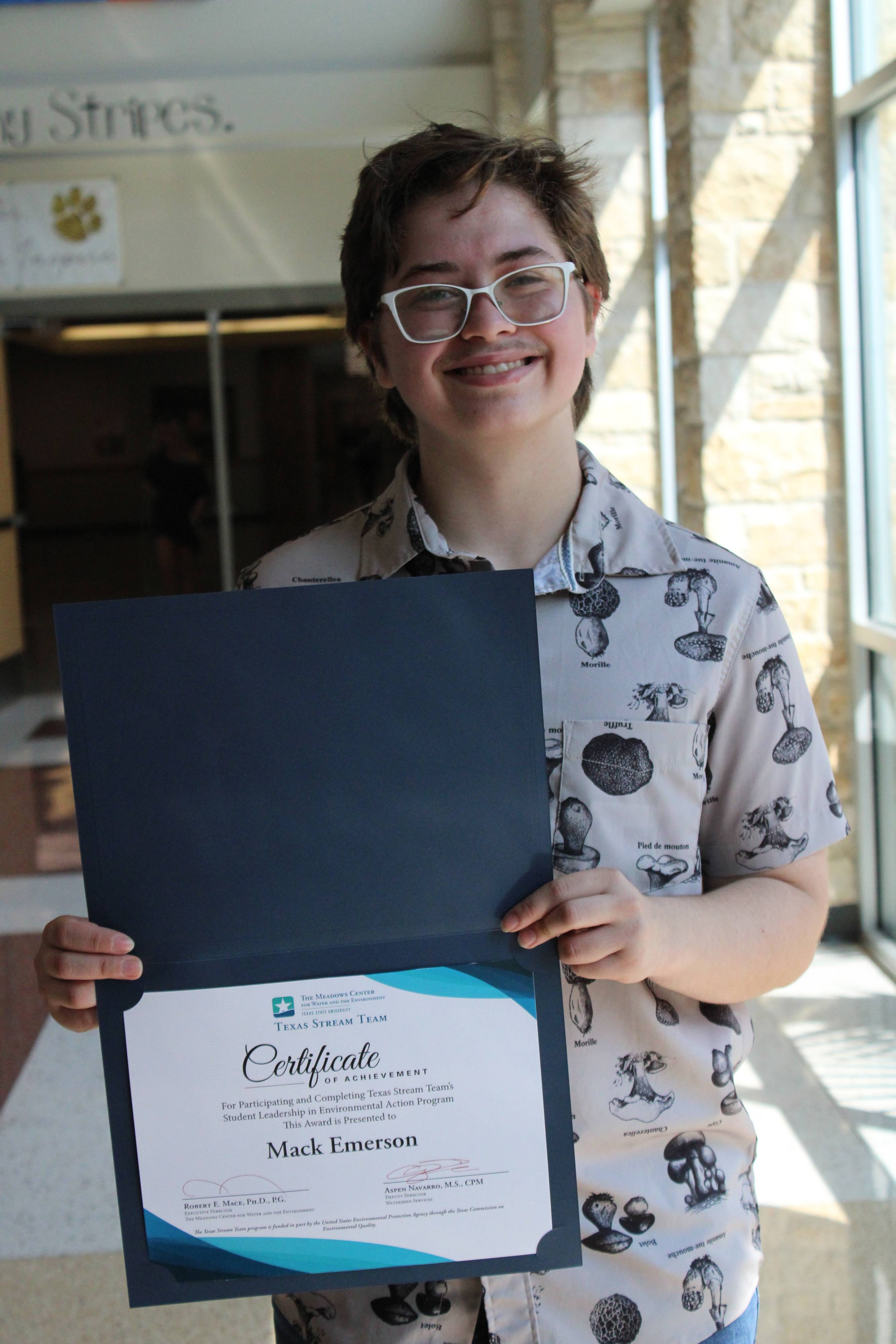 Caption: 2025 Student Leadership in Environmental Action Awardee: Mack Emerson Photos credit: Felix Menke