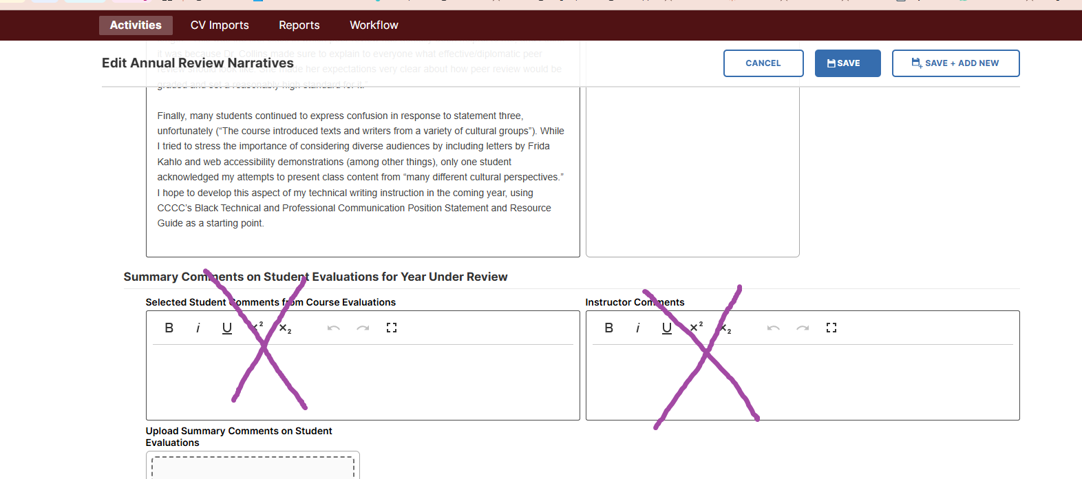Skip Summary Comments and Instructor Comments