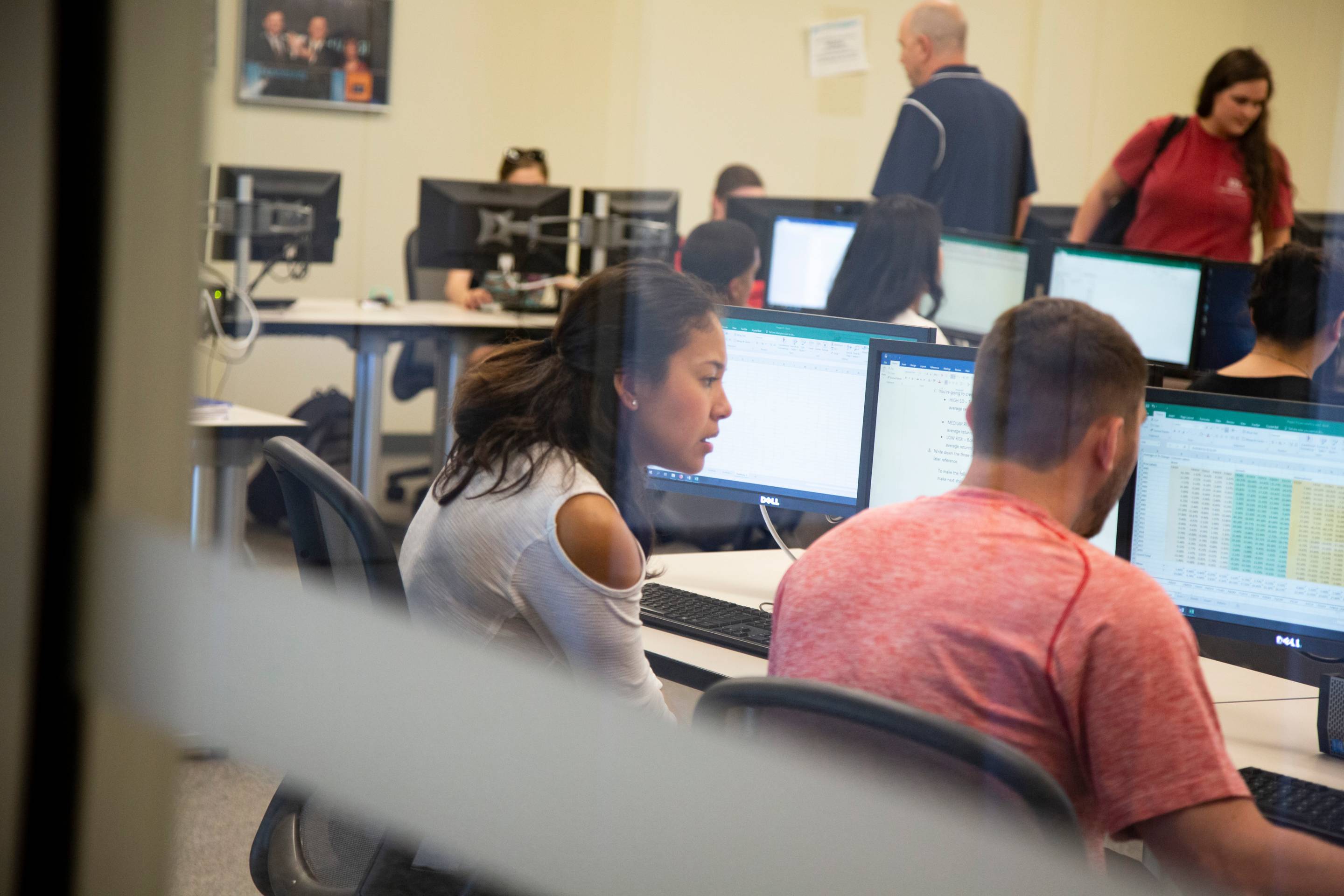 Students working on projects in the computer lab.