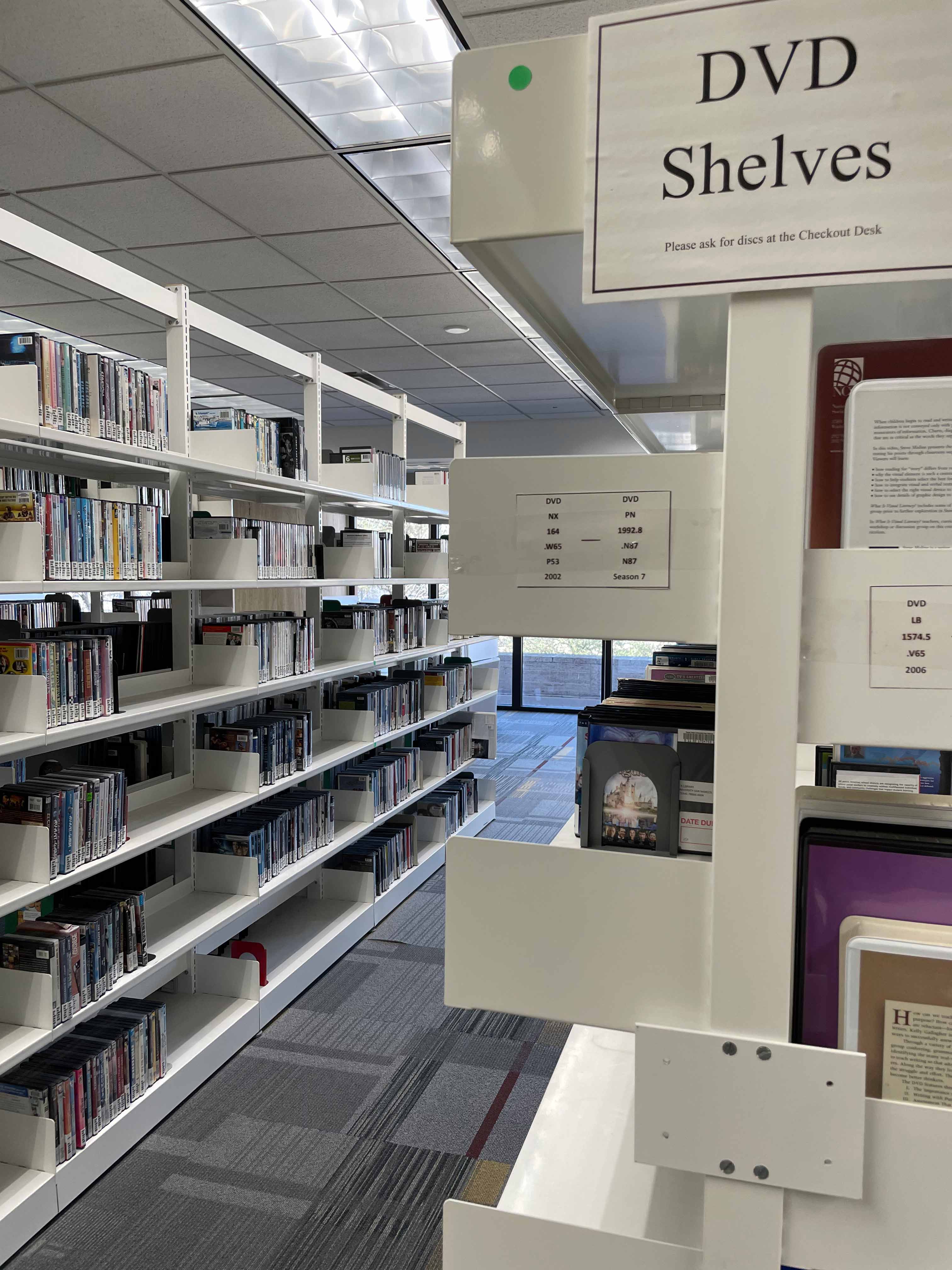 Shelves with DVDs and CDs