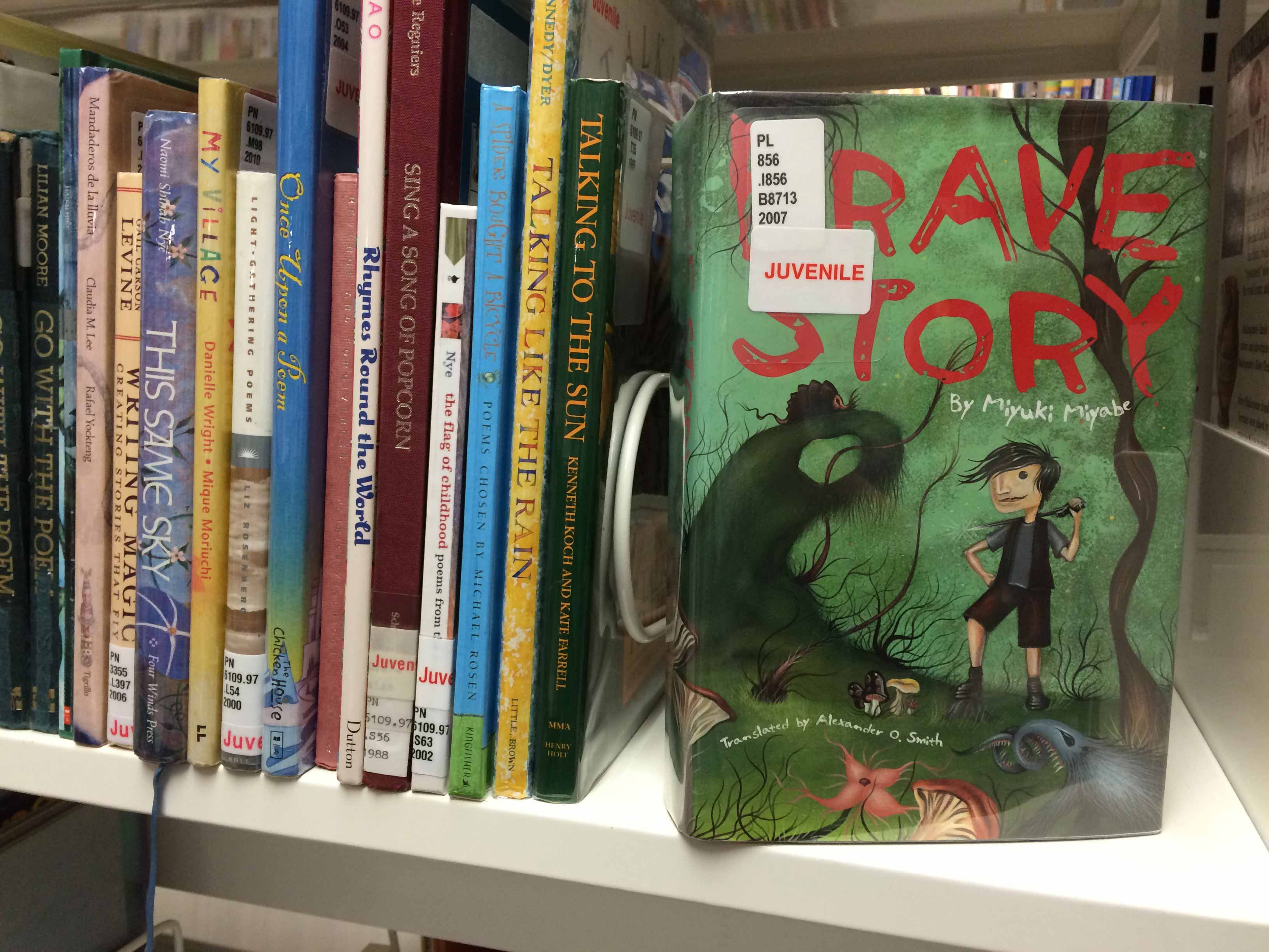 Shelves containing juvenile books