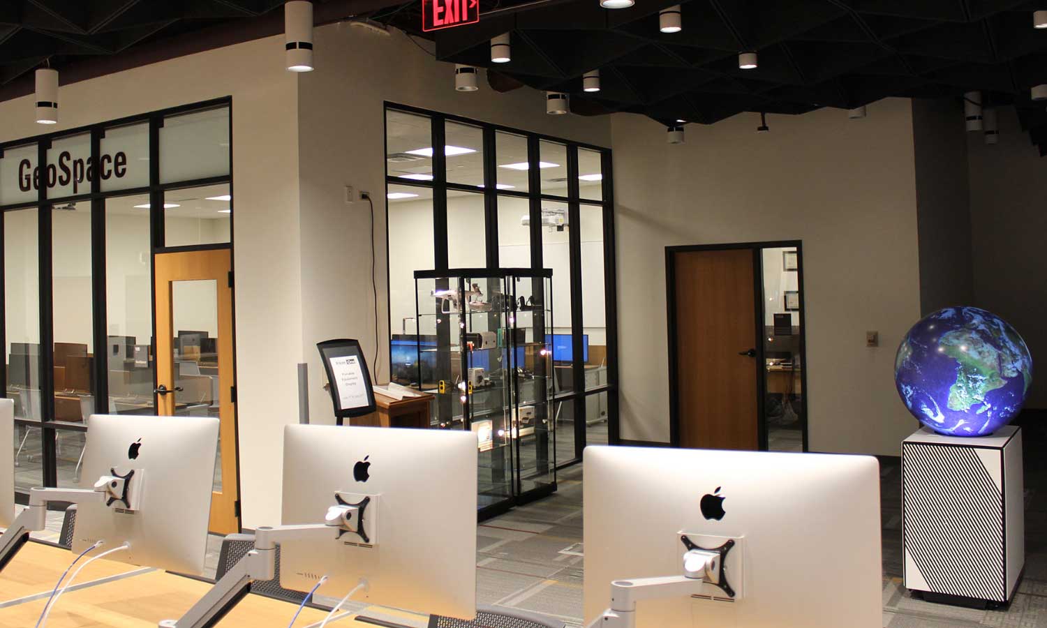 room with computer workstations