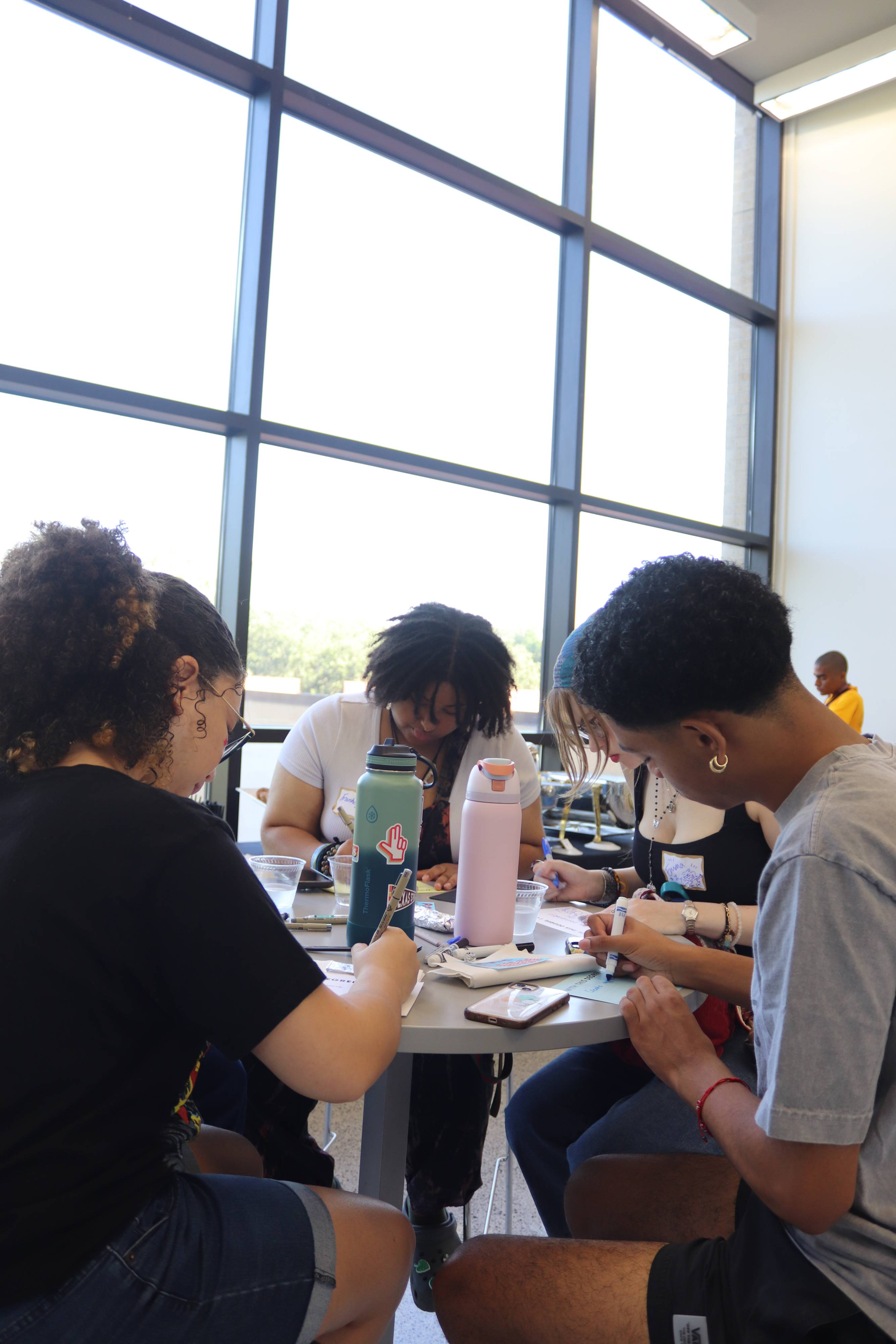 Students writing inside