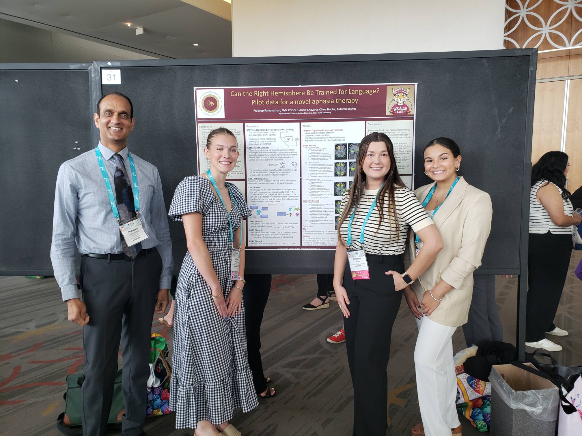 Lab members presenting a research poster in a TSHA event.