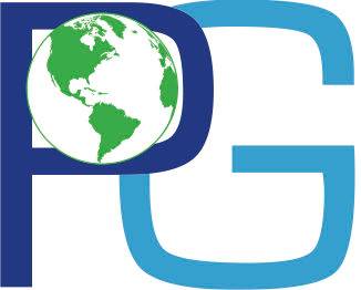 PG logo with a globe in the P. 