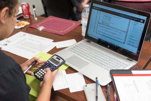 Student studying online