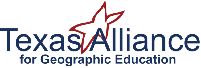 Texas Alliance for Geographic Education logo with red star in the middle. 