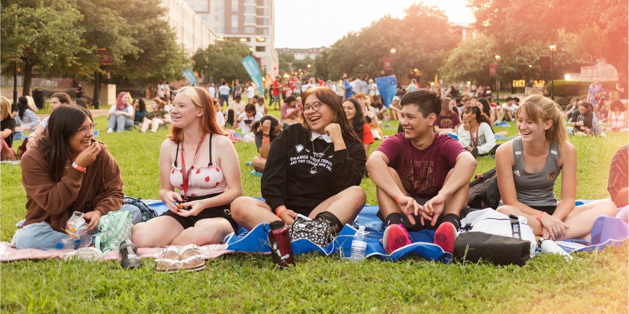students in yard