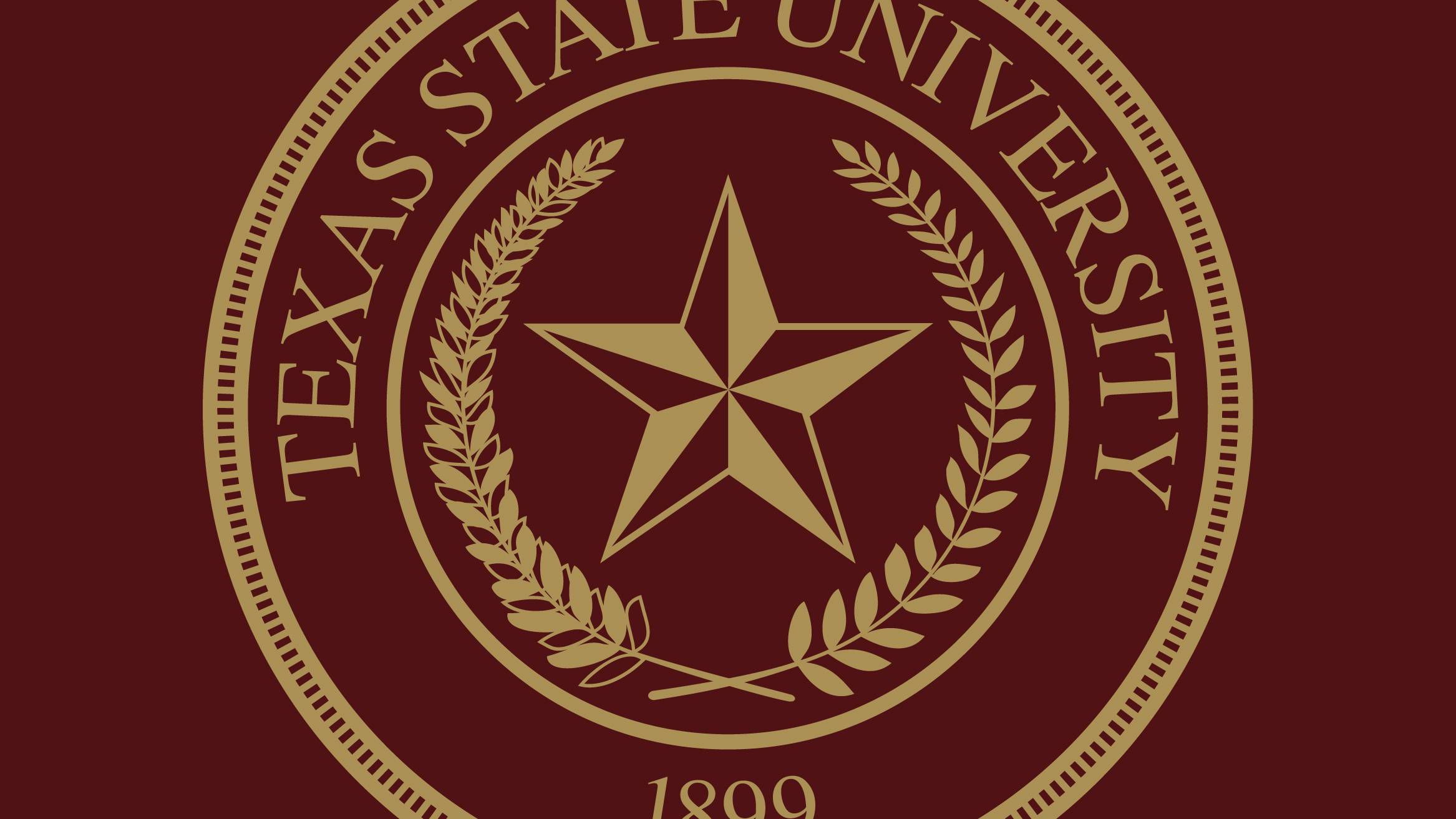 A gold seal with the star and university name on a maroon background