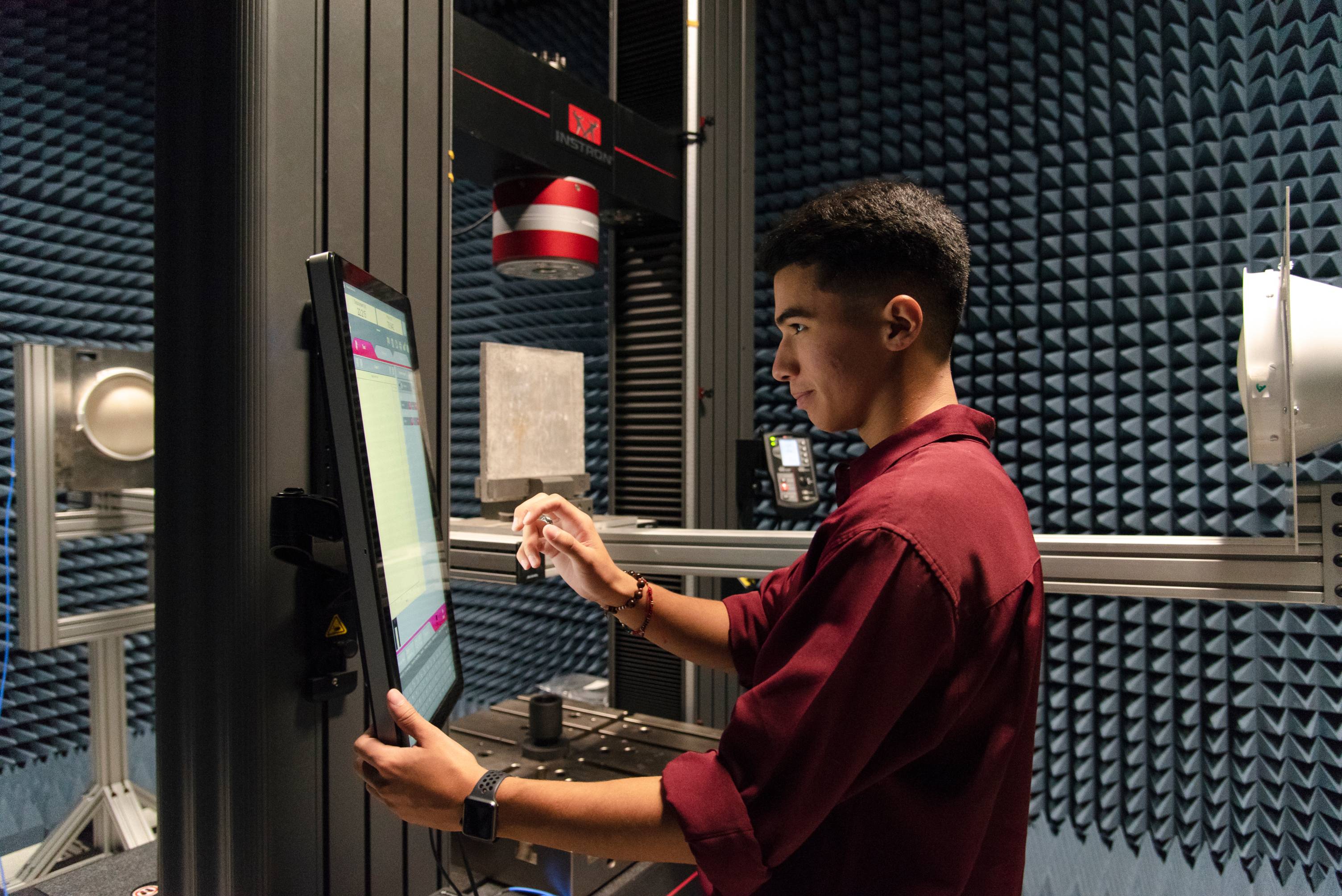 Person working on a project in a lab. 