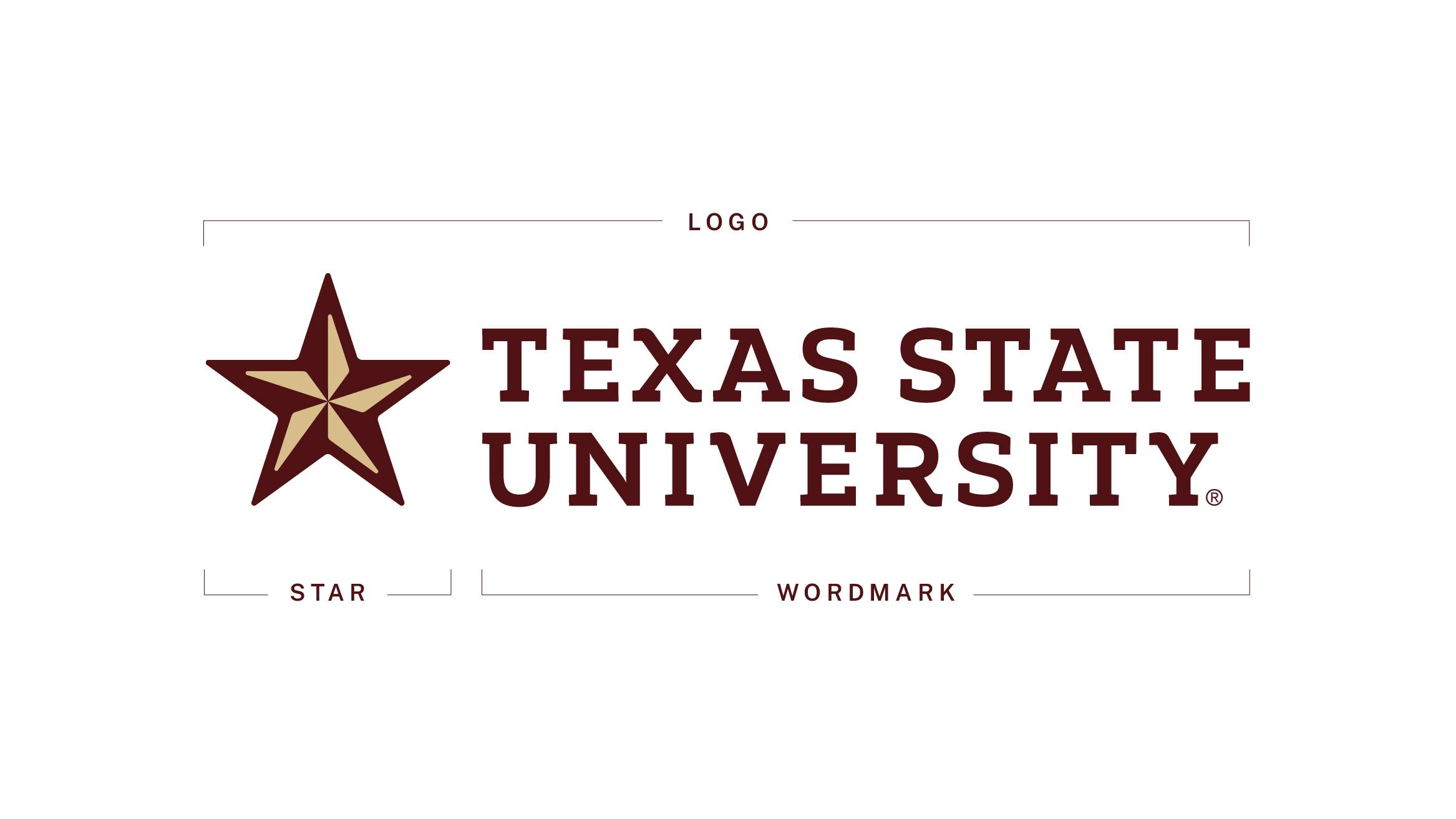 Diagram of the primary orientation components: the star, the wordmark, and the overall logo