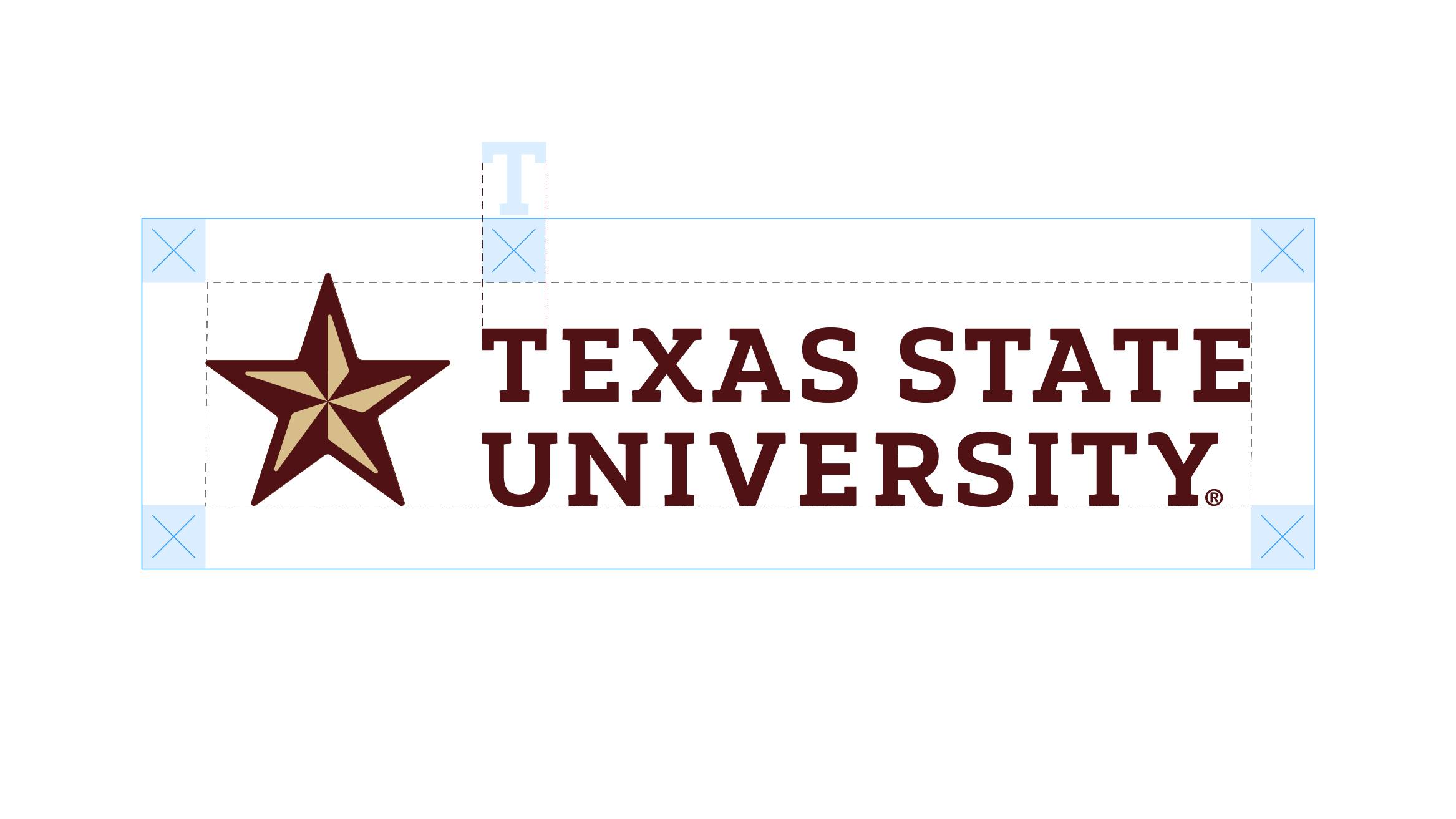 A diagram of the logo with lines to denote the amount of space between the logo and other graphic elements
