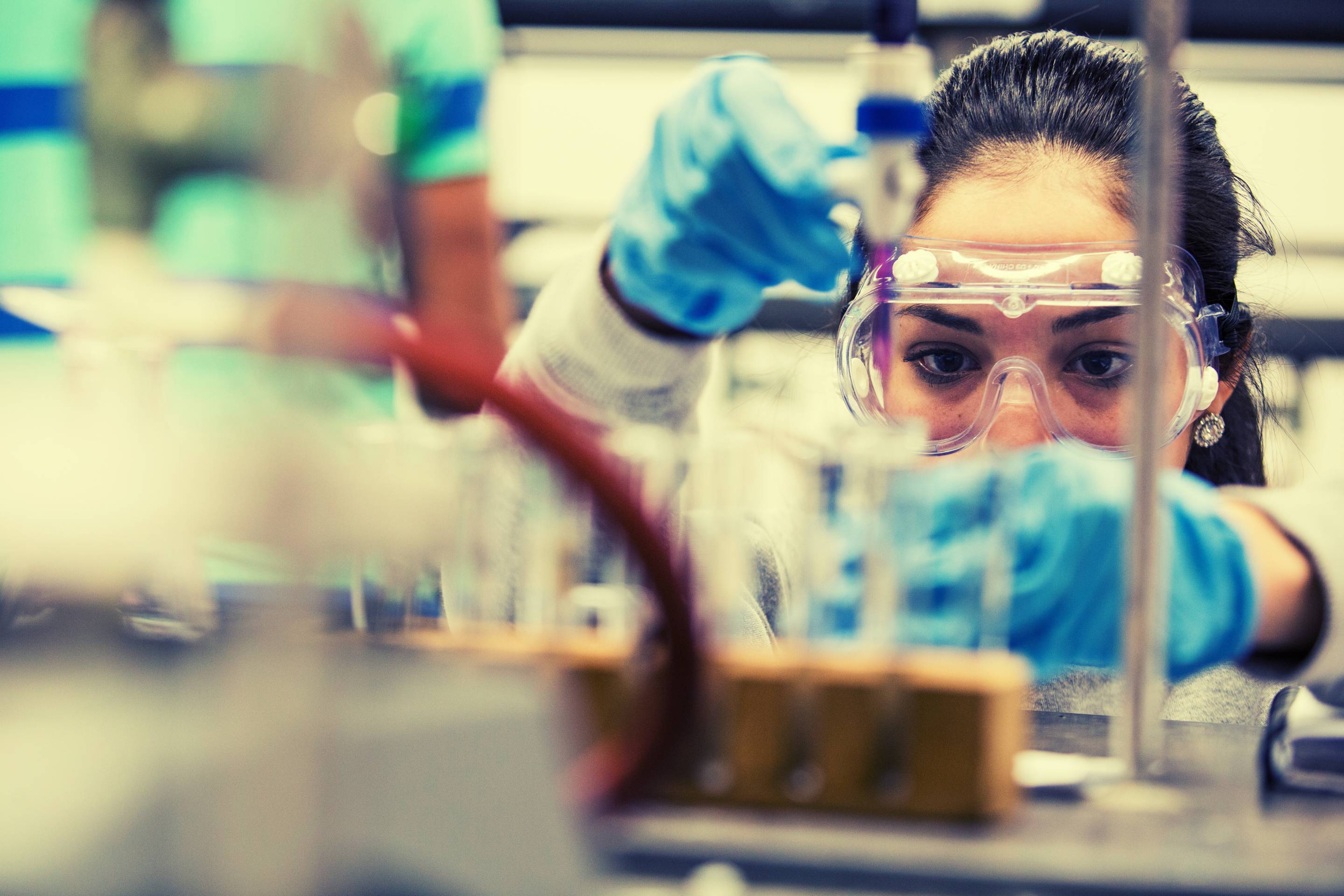 student in lab