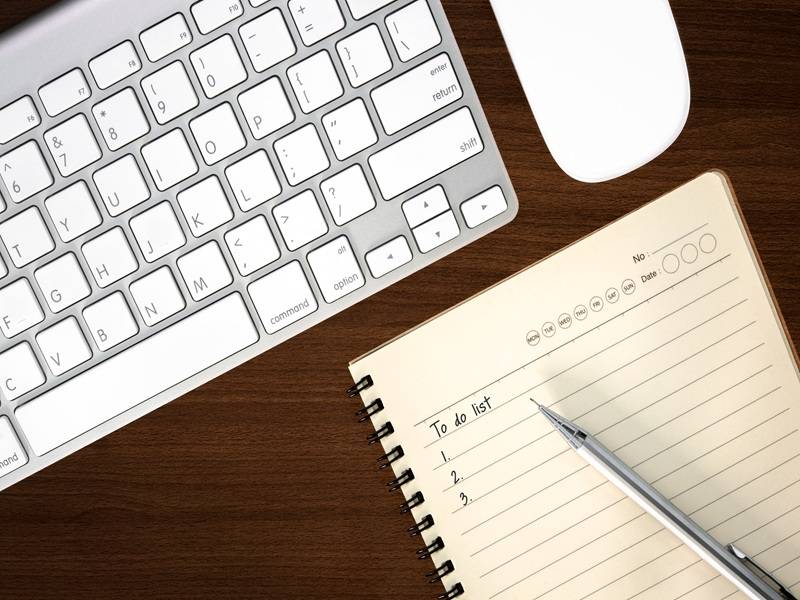 notepad and keyboard