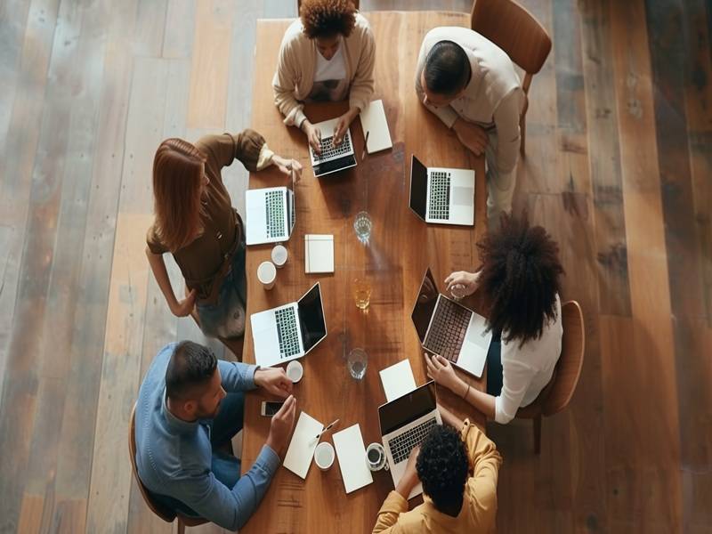 group of people sitting around a table