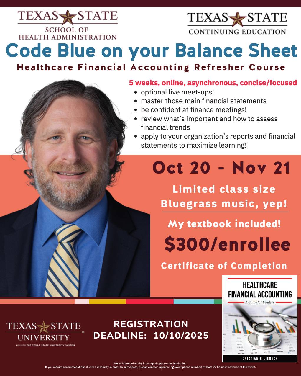 flyer with smiling man and text
