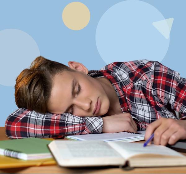 person who fell asleep on top of homework