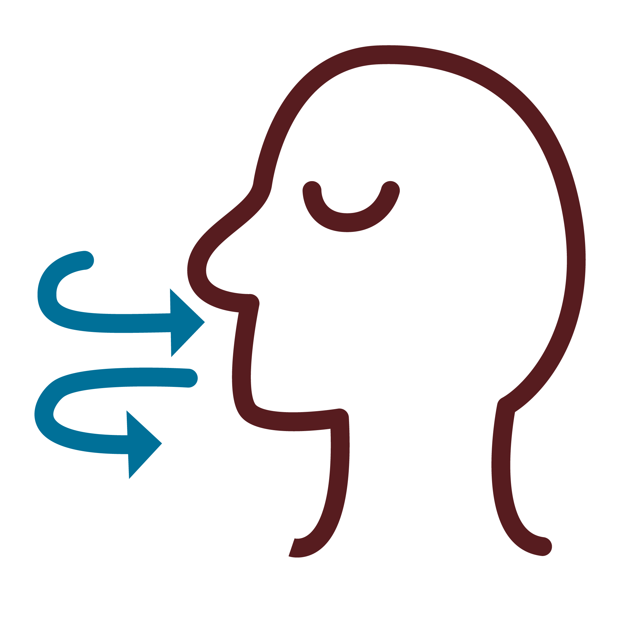 Illustration of a person in profile implying lower breathing or loss of breathing