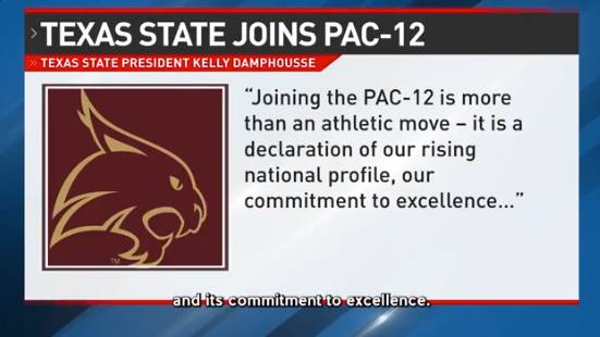 Various stadium pictures and news clips of the Pac-12 announcement.