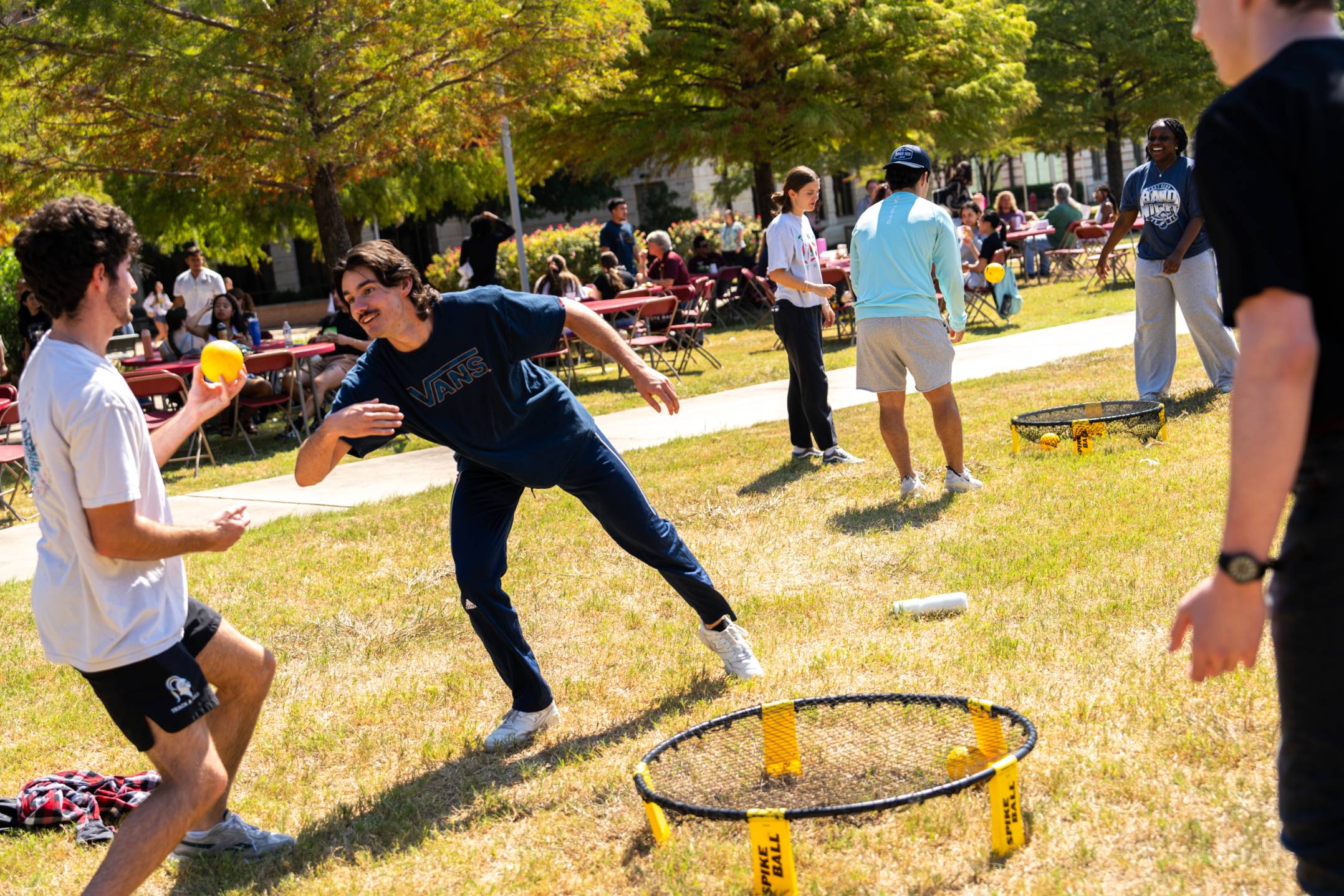 students playing spike ball