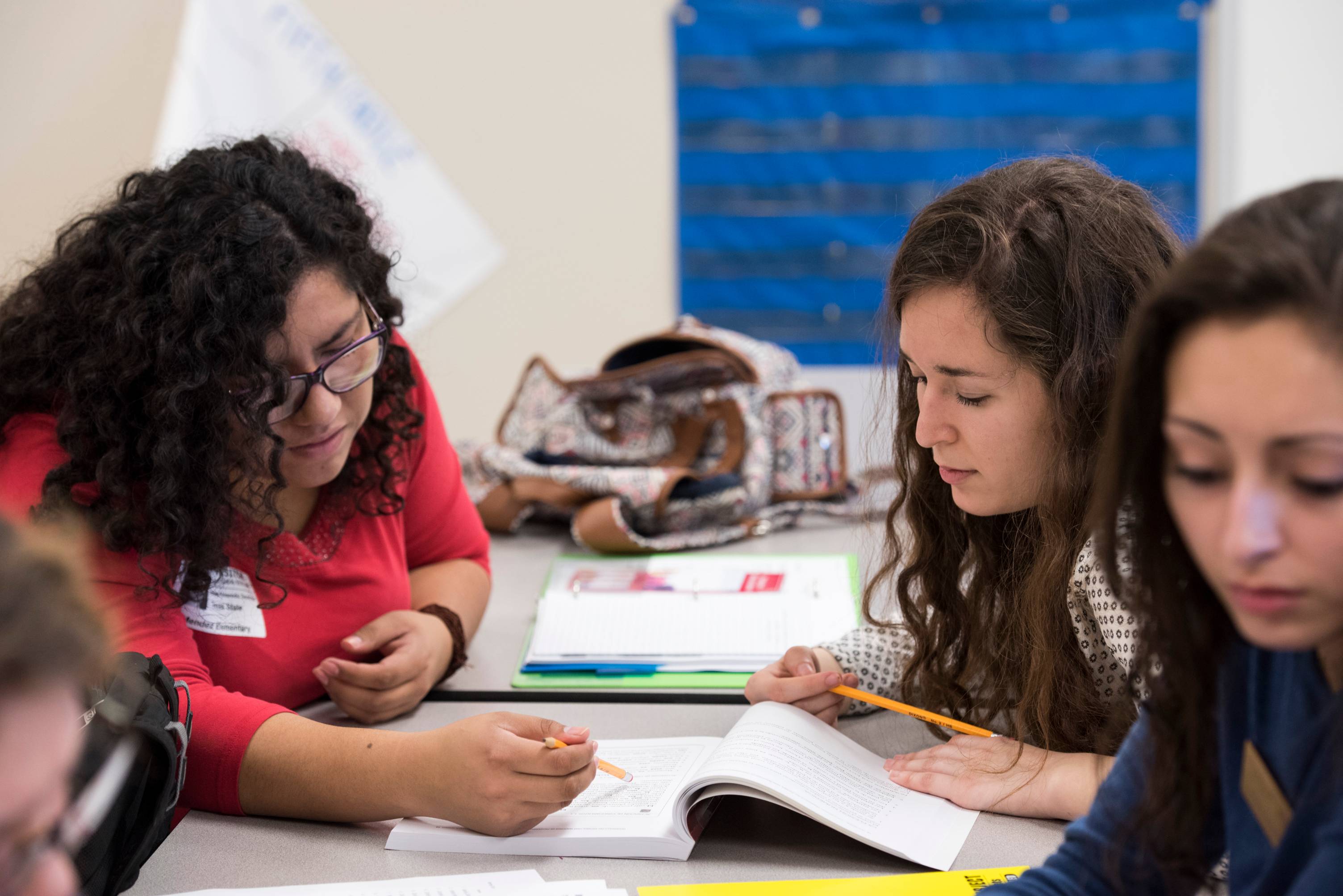 Graduate students studying