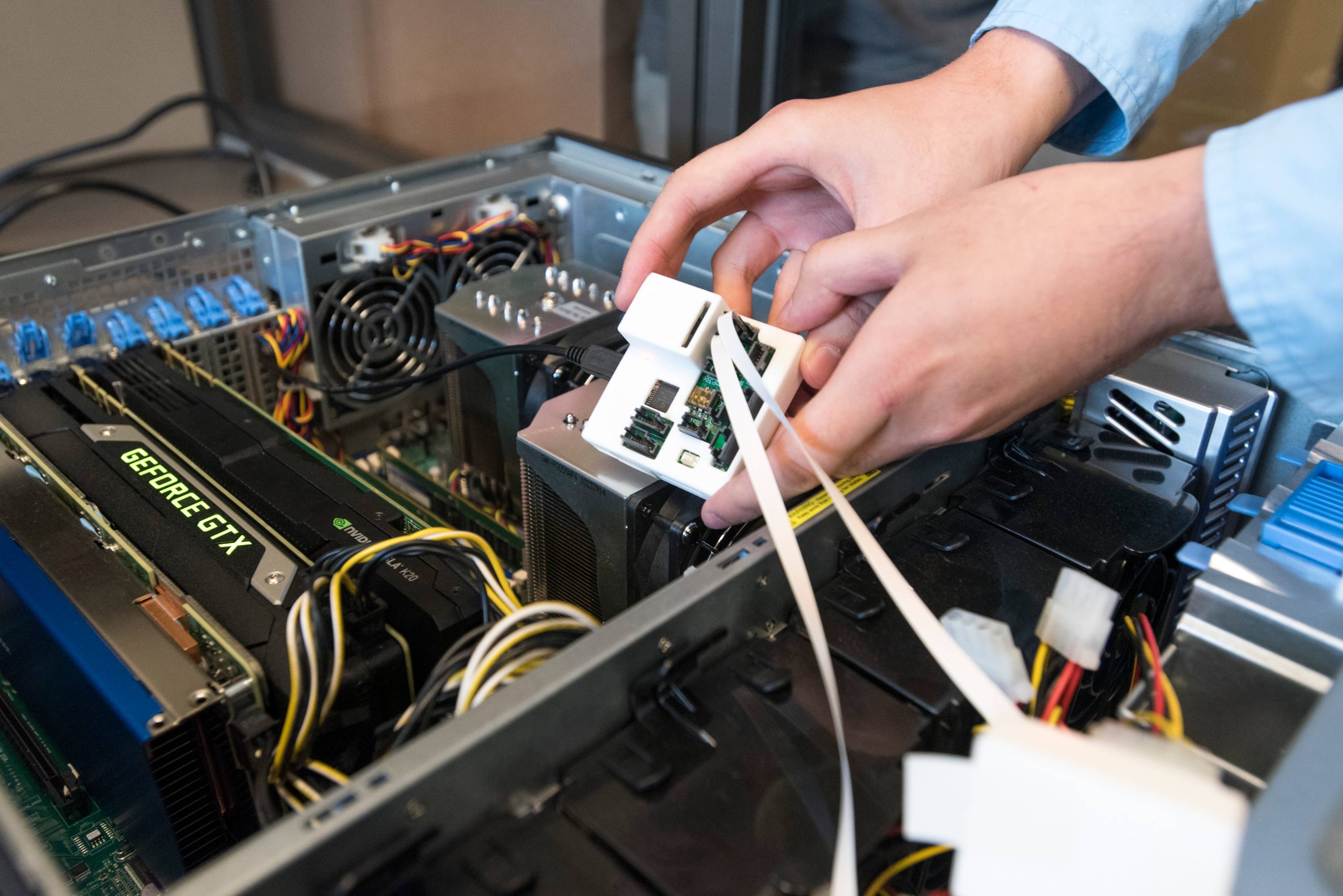 Person working on a computer. 