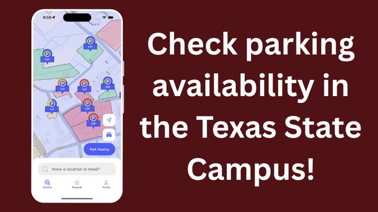 Check parking availability in the Texas State Campus