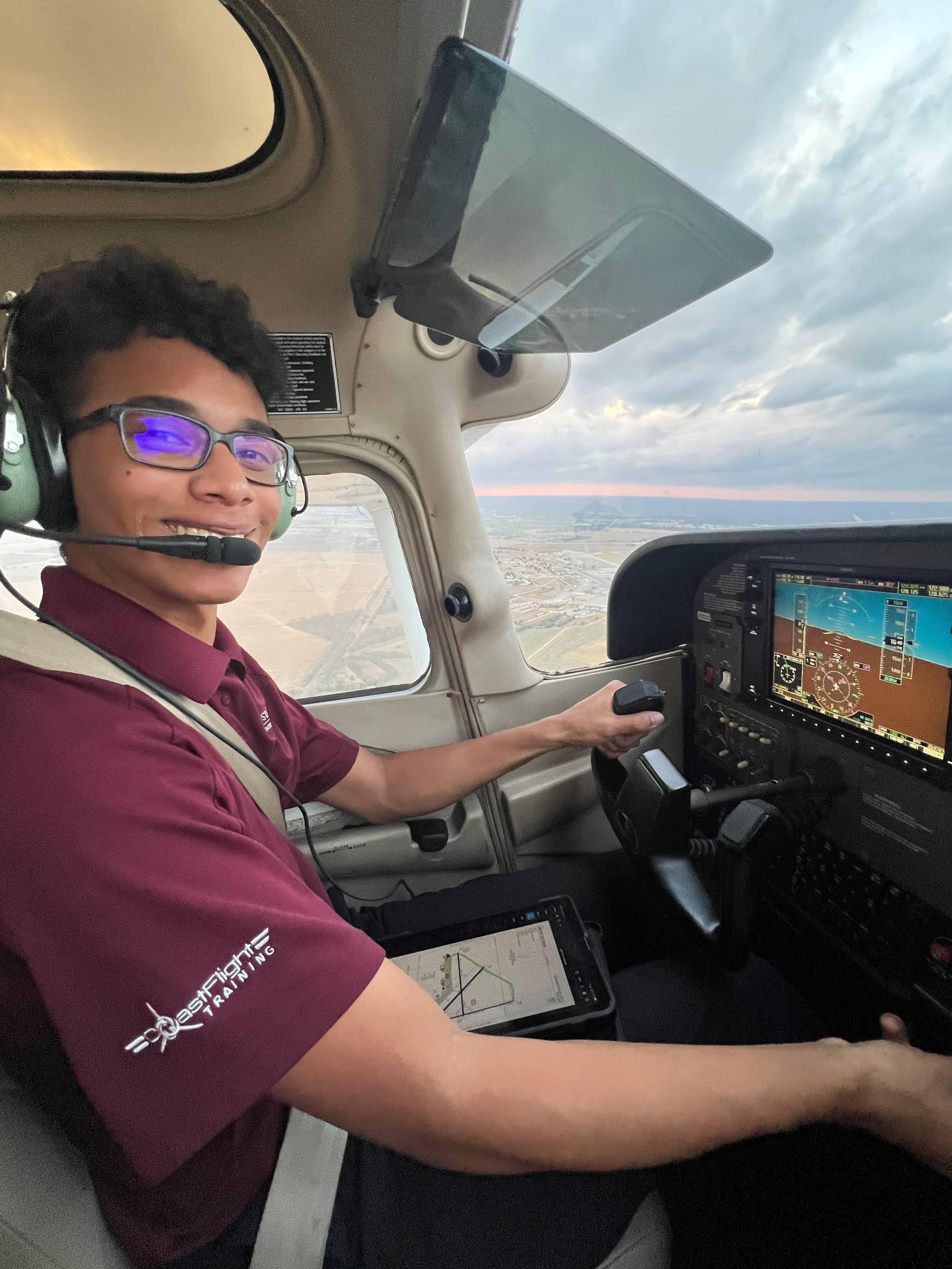 pilot in cockpit