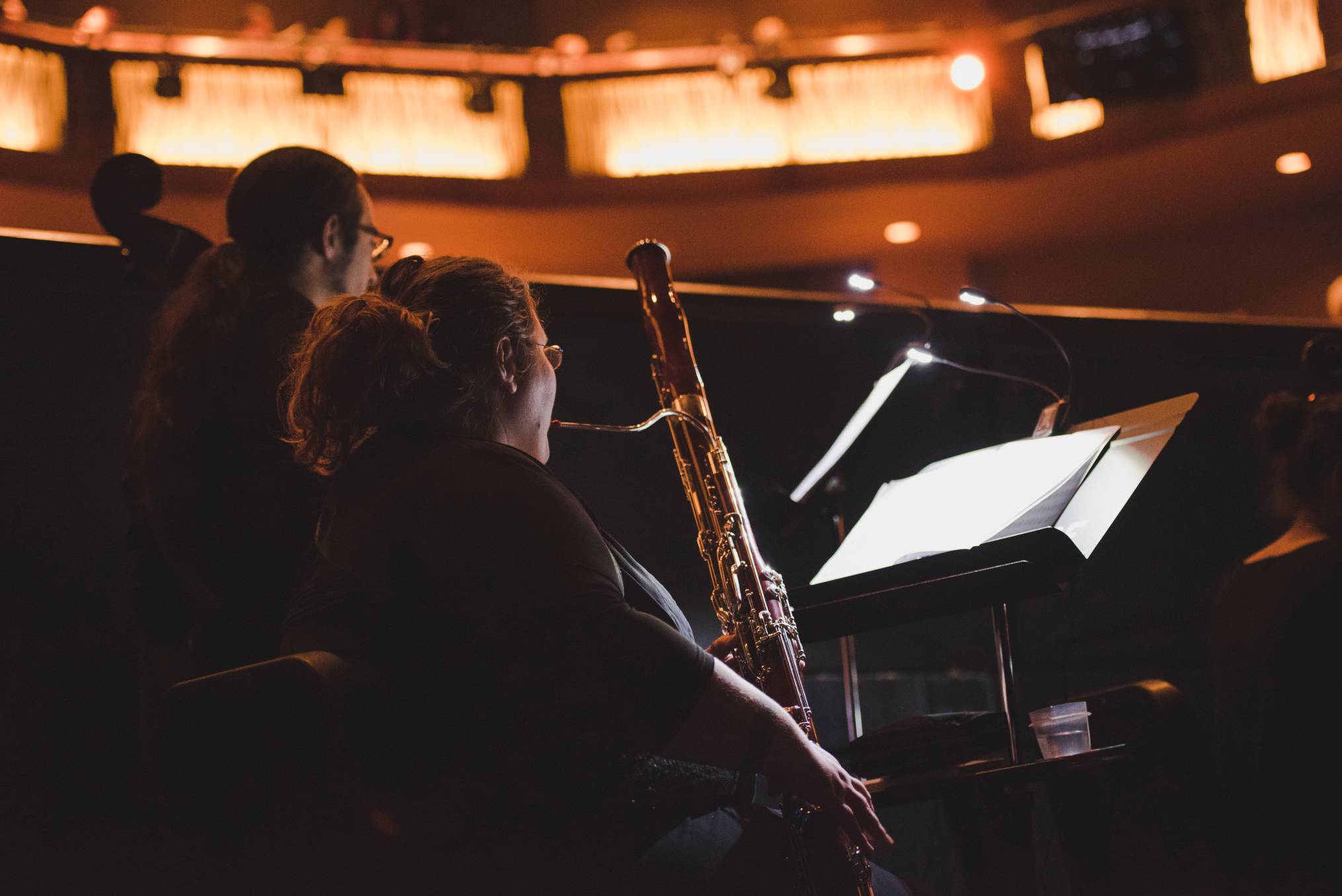 Photo of a student playing the bassoon