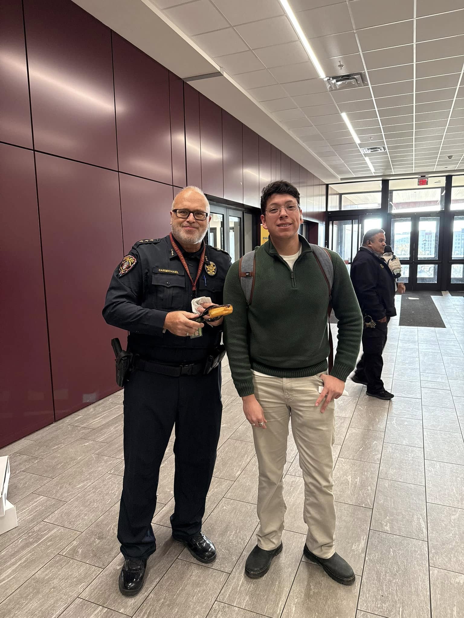 Chief with Students at Donut Day