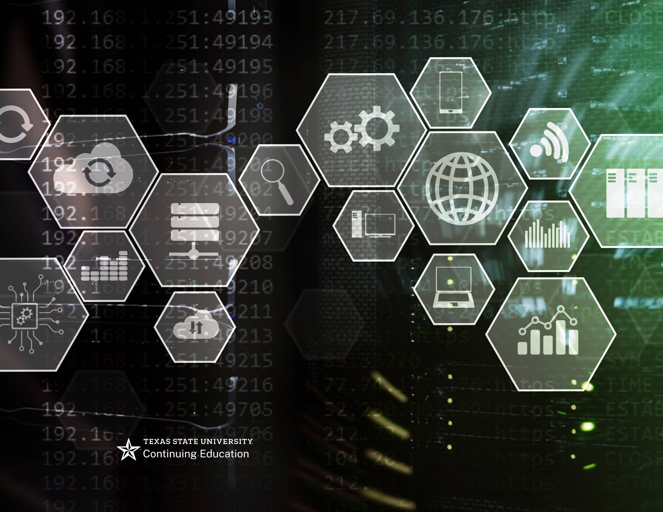 images of security software types over black and green tech art