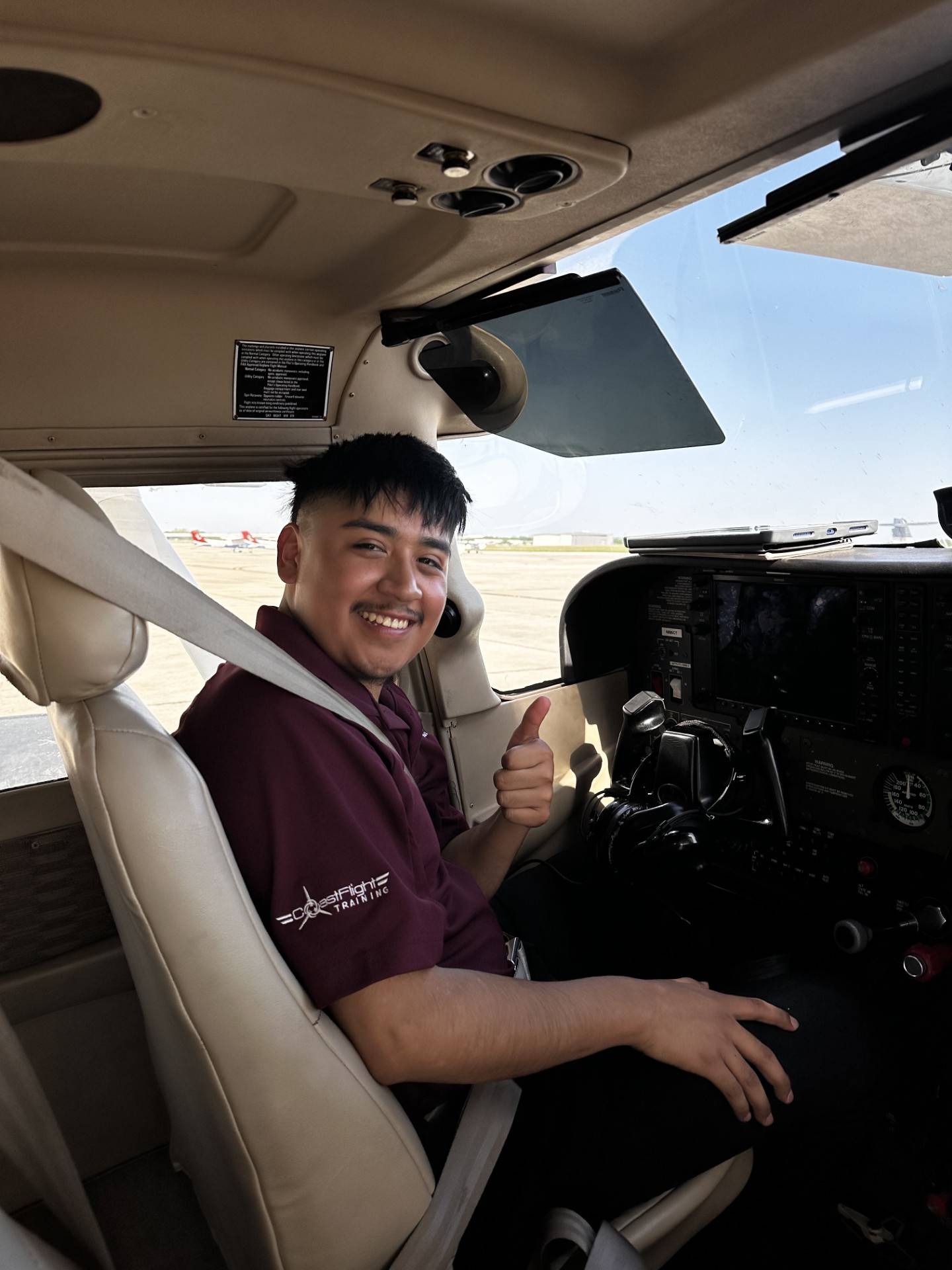 pilot in cockpit