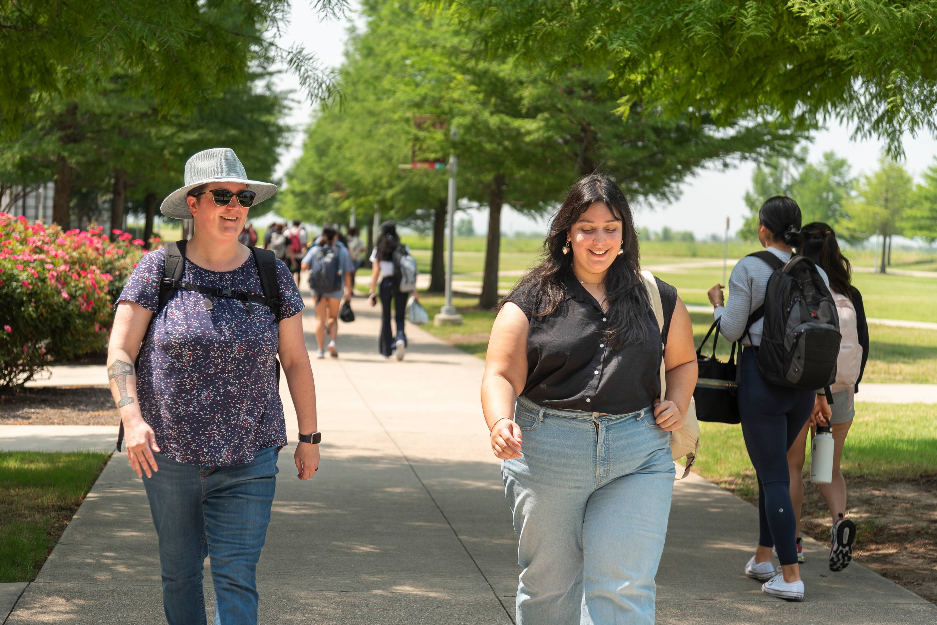 students walking