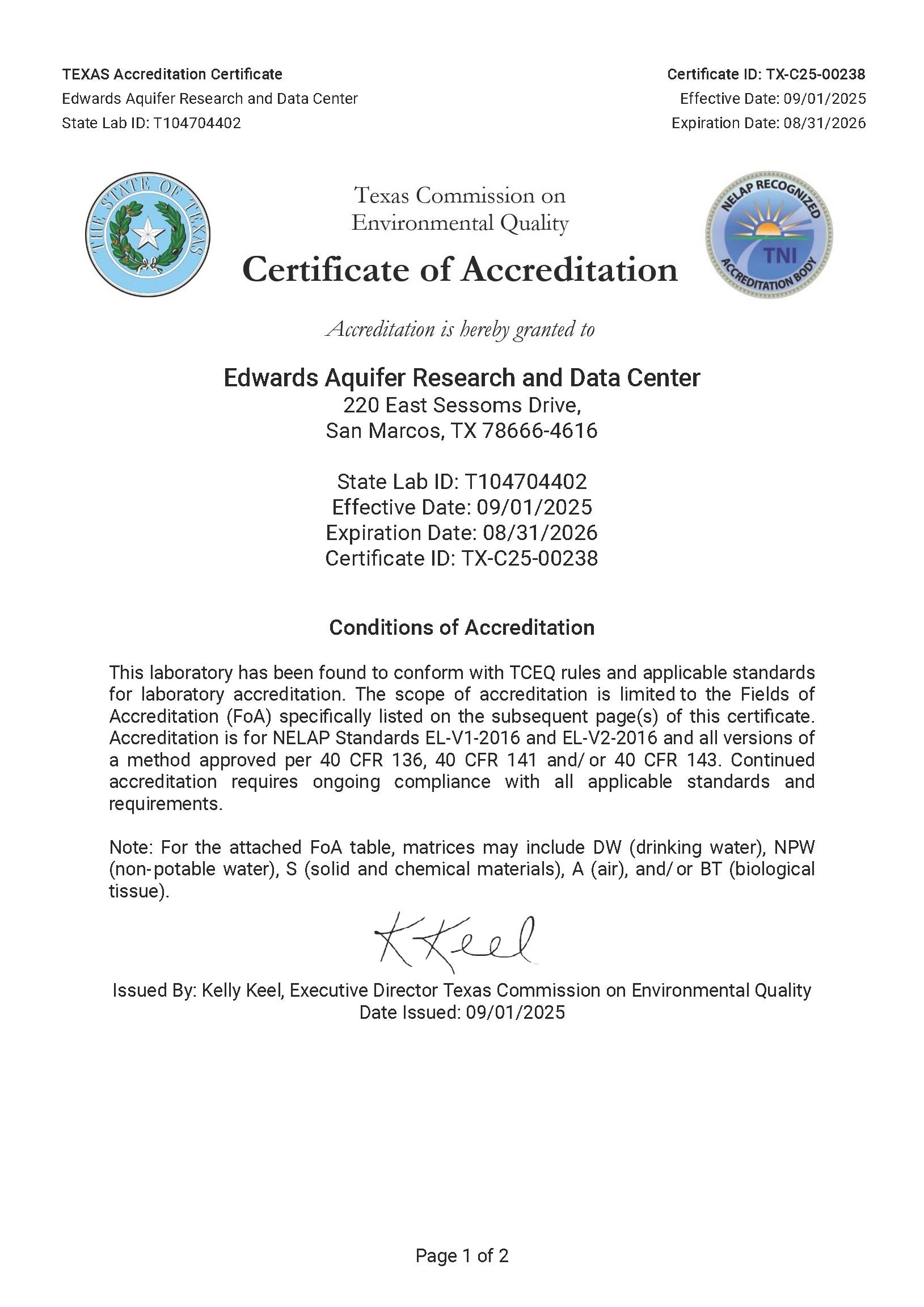 tceq certificate