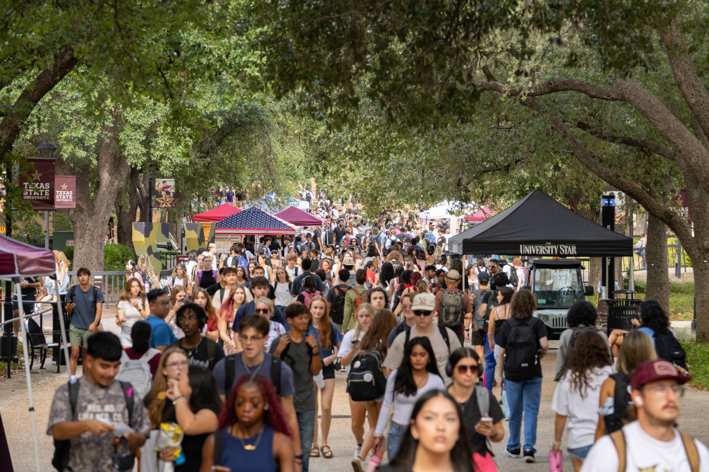 students walking to class outside