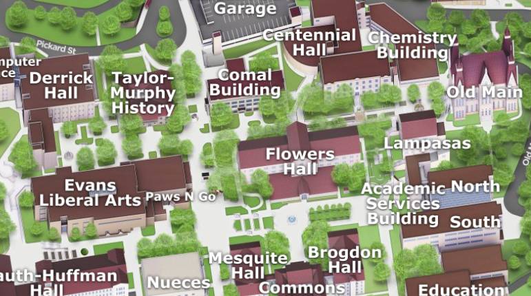 TXST Ariel Map of The Quad